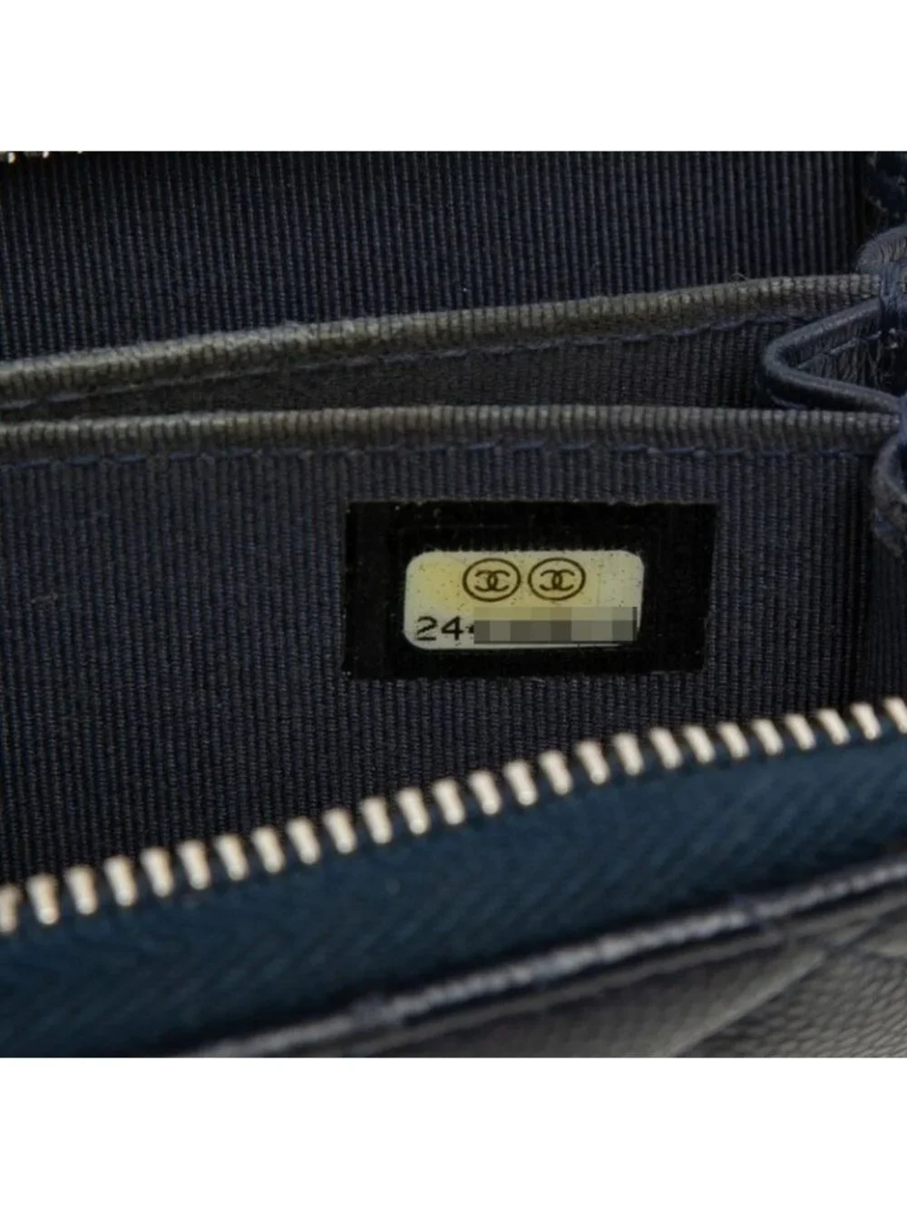 Chanel Quilted CC Logo Coin Purse Navy Caviar Leather